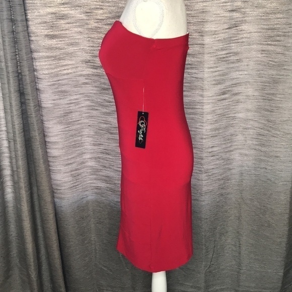 PROFILE RED & BLACK STRAPLESS DRESS WITH BLACK ACCENTS LARGE NEW with tags - Picture 5 of 7